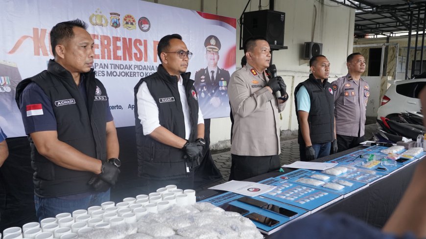 Polres Mojokerto Kota Sita Barang Bukti Narkoba dari Pengungkapan Kasus