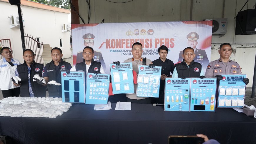 Polres Mojokerto Kota Ungkap Kasus Narkoba Besar, Barang Bukti Disita
